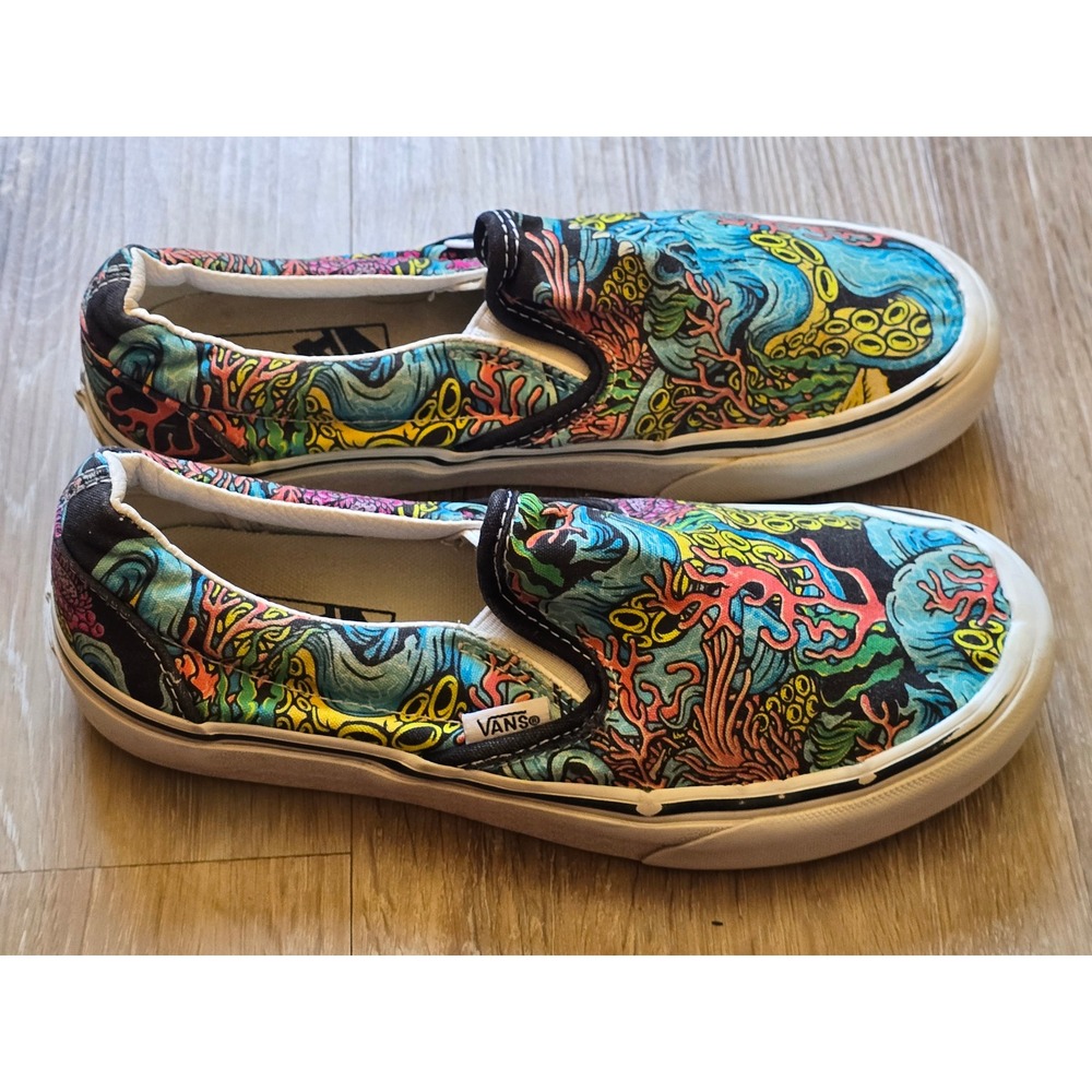 Vans Classic Slip On Coral Reef Octopus ocean Colorful Sneakers Mens 5 Wmn 6.5 - Picture 2 of 16